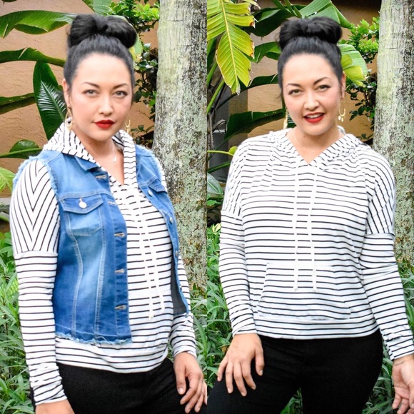 The House Of Gentry Tops - Stripe Hooded Tee